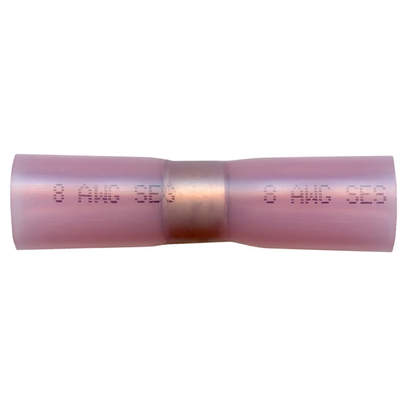 Elektralink Heat Shrink & Solder Red Butt Connector Terminal 8 Gauge - 10 to 500 Pack